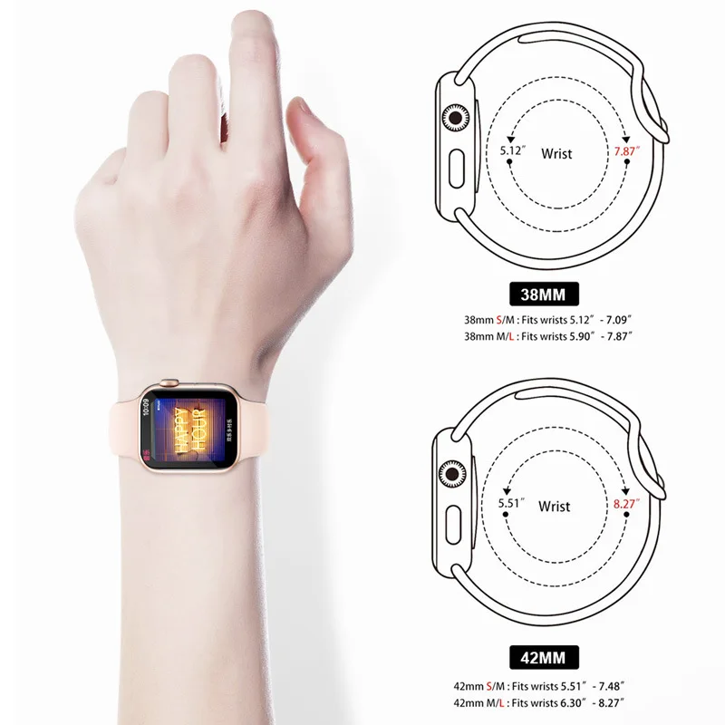 Спортивный силиконовый ремешок для наручных часов Apple Watch, ремешок 42 мм, 38 мм, 40 мм 44mmBracelet ремешки наручных часов Iwatch, Series5/4/3/2/1 наручный ремешок для часов