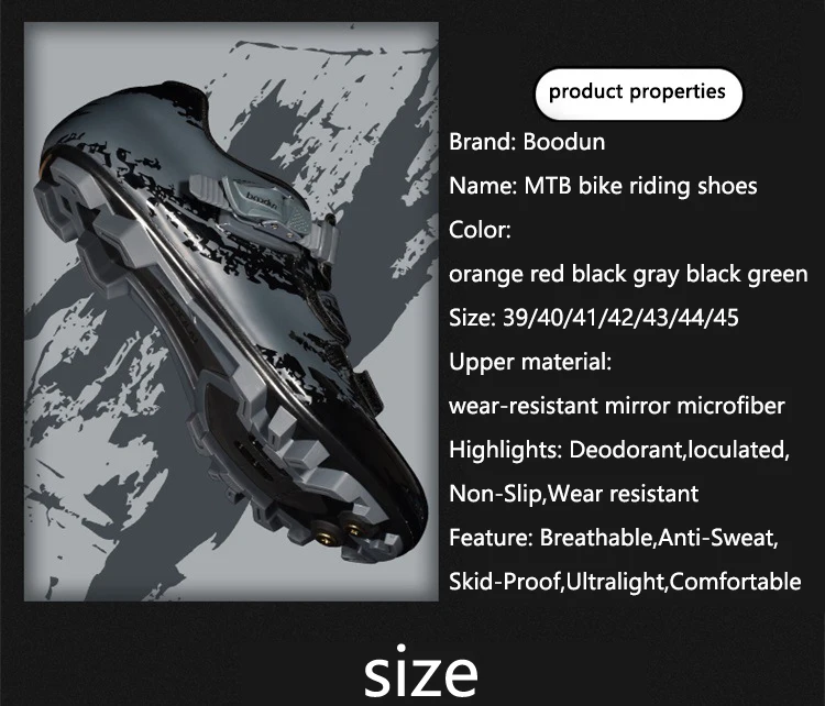 Boodun new men's mountain bike bicycle self-locking shoes non-slip breathable iron triathlon racing shoes MTB bicycle shoes