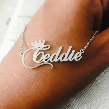 

Custom Name Crown Necklace vintage Personalized Stainless Steel Gold Silver Color Necklaces for Women Customized Charm Jewelry