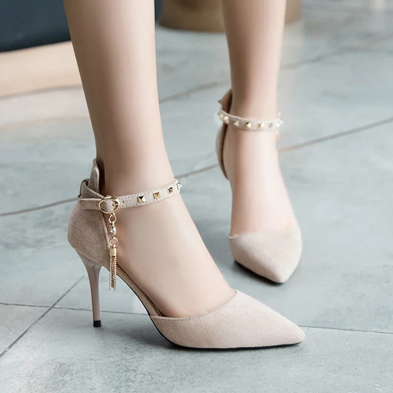 

2019 Autumn New Sexy Pointed Thin Heels High Heels Fashion Small Fresh Womens Shoes Temperament Elegant Single Shoes Party Pumps