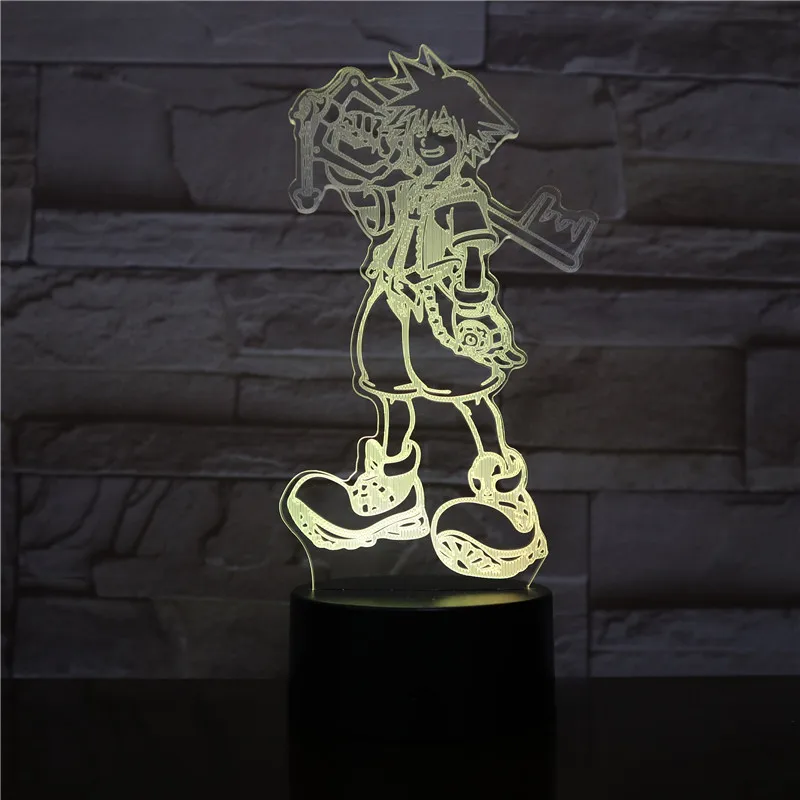 3D игра Led Kingdom Hearts Sora рисунок многоцветный USB акриловый Декор lamparas Gamer освещение детская настольная лампа прикроватная 2532