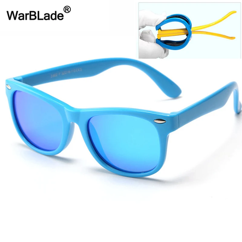 WarBLade New Colorful Kids Sun Glasses TR90 Girls Boy Polarized  Sunglasses Silicone Flexible Baby Children UV400 Mirror_voghion.com