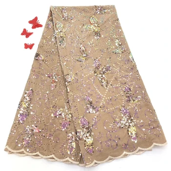 

Madison Embroidery Sequins Lace Fabric African Tulle Mesh Lace French Nigerian Velvet Lace Fabric for Wedding Party