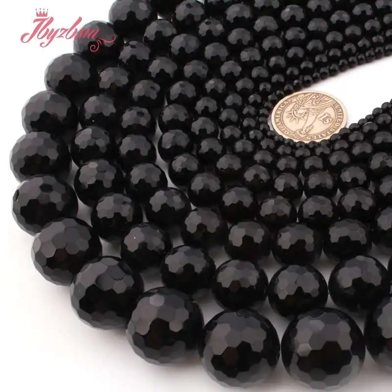 

Natural Black Agate Faceted Round DIY Stone Beads Strand 15 Inch 6/8/10/12mm For Necklace Bracelet Jewelry Making Free shipping