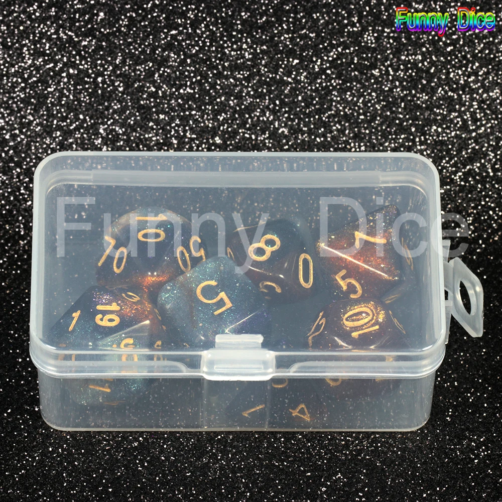 Amazing Effect Dice Set with Dice Box Starry Stars Galaxy Dice 7Pcs DnD RPG Games Gift Christmas gift