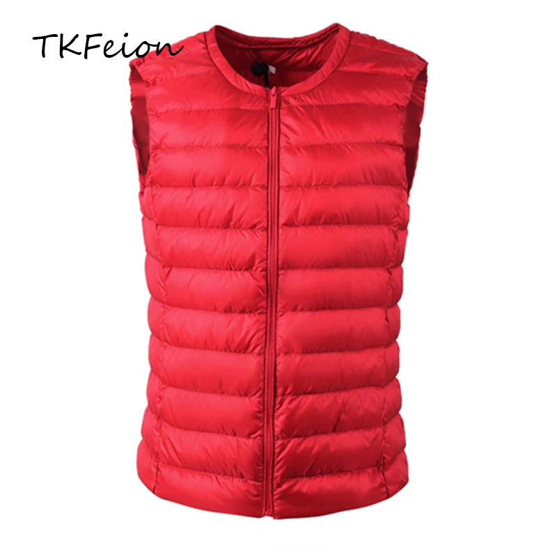 

Women Bomber Vest Coats Duck Down Filler Light Thin Spring Autumn Female Short Waistcoat Fashion O-neck Sleeveless Slim Jackets