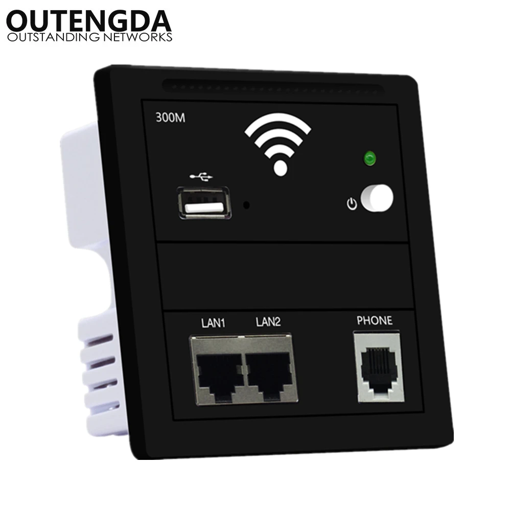300M In Muur Draadloze Access WiFi Versterker Stopcontact Dual LAN RJ45 USB RJ11 Telefoon Poorten 86 Panel WIFI hotel Router| | - AliExpress