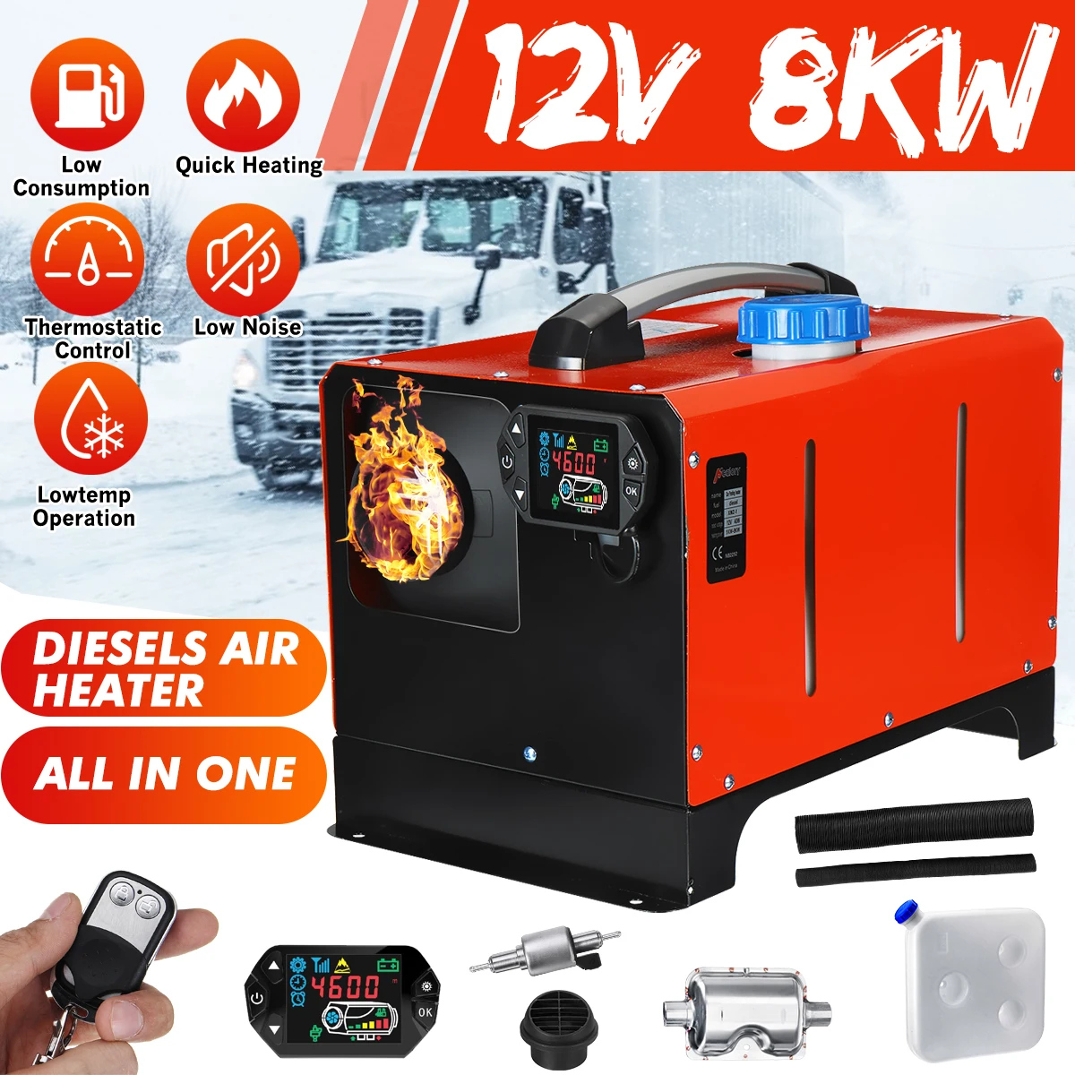 Все в одном 1 8KW 12V/24V Регулируемый Дизели воздушный автомобильный обогреватель