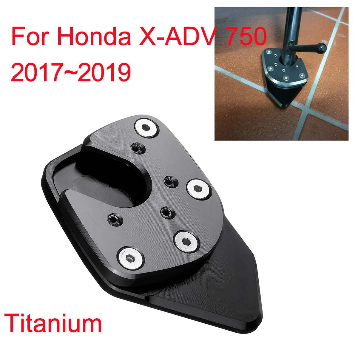 Titanium Пластина для мотоцикла подножки увеличитель боковой стойки расширение CNC алюминий для Honda X-ADV XADV - Цвет: Titanium