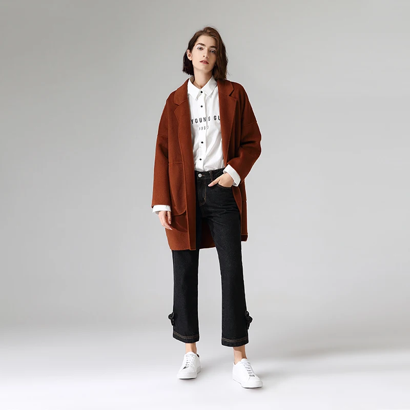 Toyouth зимнее новое длинное шерстяное пальто повседневное женское однотонное пальто с большими карманами и длинным рукавом Верхняя одежда Пальто