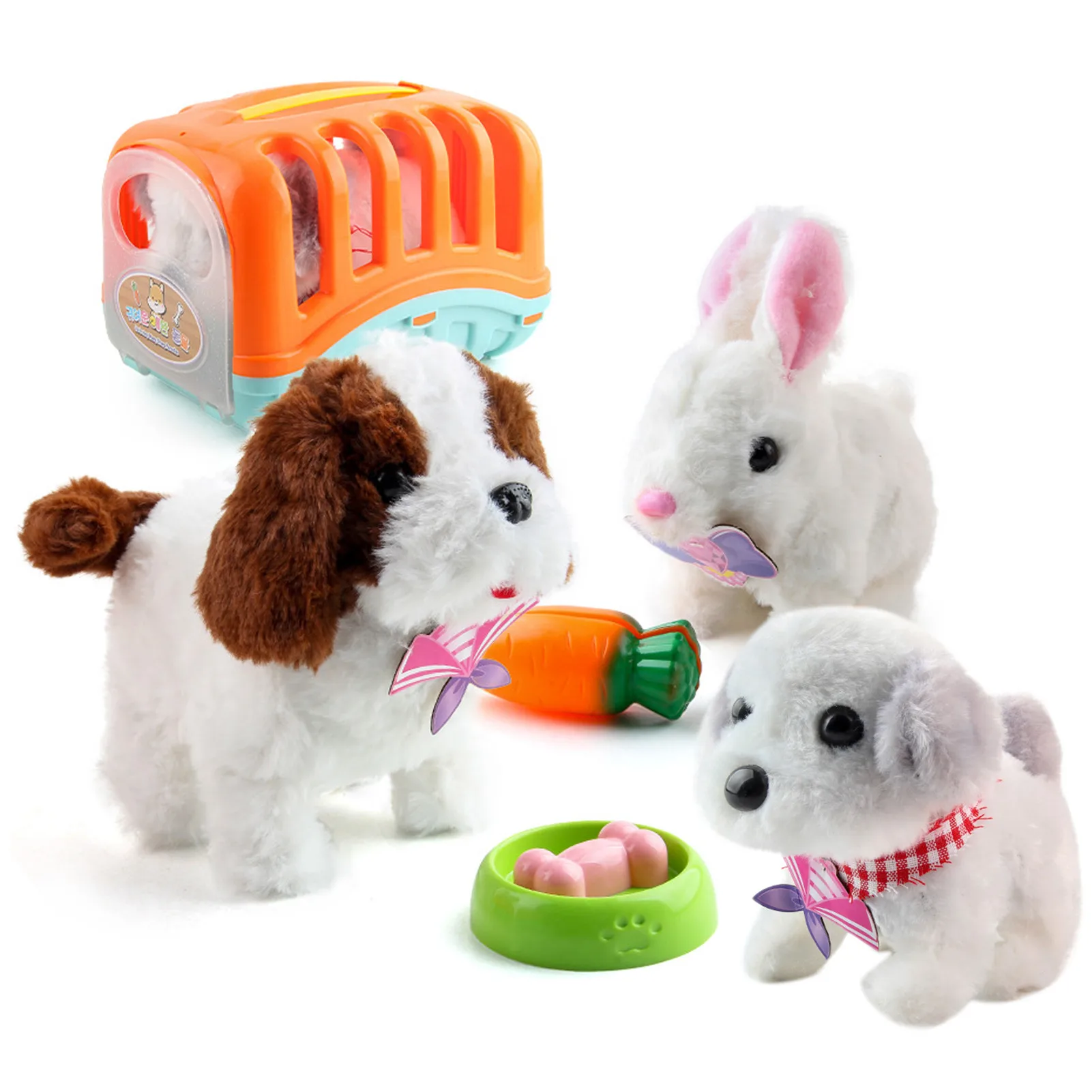 Juguetes eléctricos de peluche para niños, perro de imitación, conejo, cachorro que camina