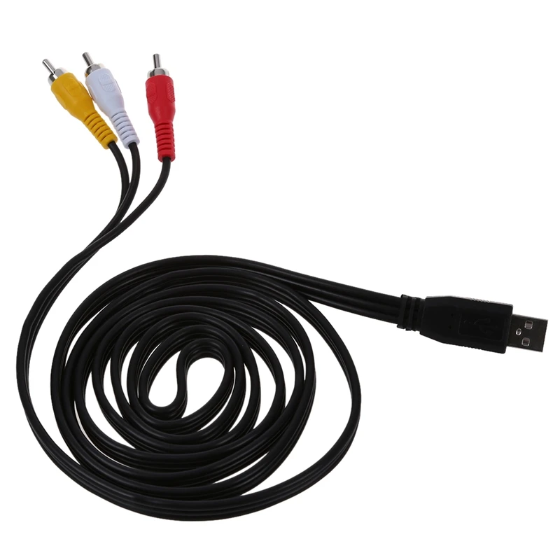 VCD DVD USB Male to 3 RCA Adapter AV Audio Video Cable Cord 1.8M