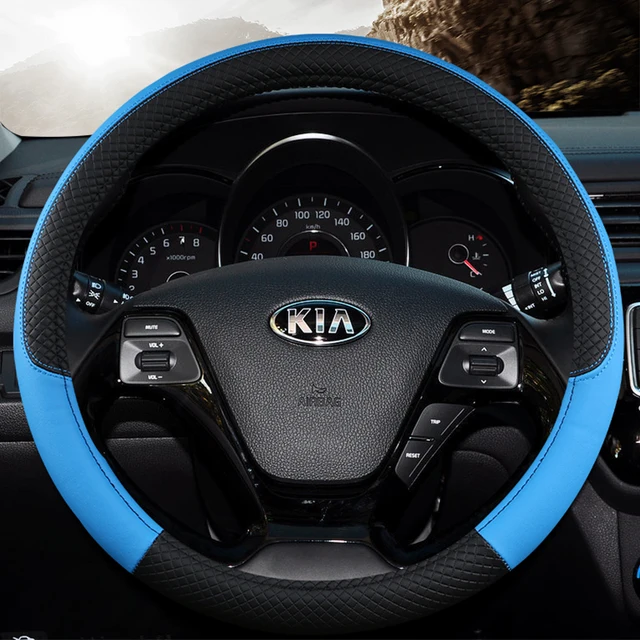 Car Steering Wheel Glove Cover Automobile steering wheel cover appropriate for kia Ceed Rio K2 K3 K4 K5 Picanto Sportage Rio 3 blue
