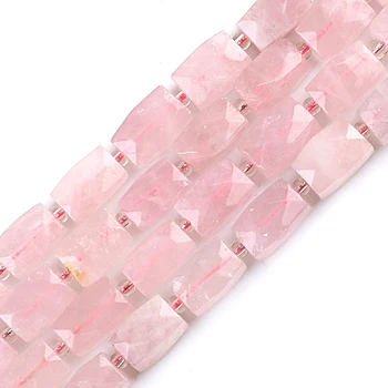 

Natural Faceted Rose Quartzs Stone Beads Octagonal Spacer Beads for Jewelry DIY Handmade Bracelet Accessories 15''