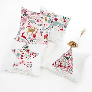 

45x45cm Cotton Bronzing Elk Christmas Pillowcase Merry Christmas Decor for Home 2020 Christmas Ornaments Xmas Gift New Year 2021