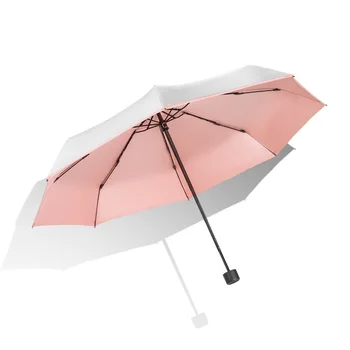 

Left All Folding Parasol Small and Portable Parasol UPF50 Parasol UV-Protection Women's Rain Or Shine Five-fold Umbrella