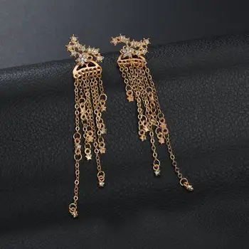 

Popular 925 Silver Mosaic Zircon Tassels Earrings Trendy Fashion Charm Jewelry Accessories Amulet Gifts for Women Her