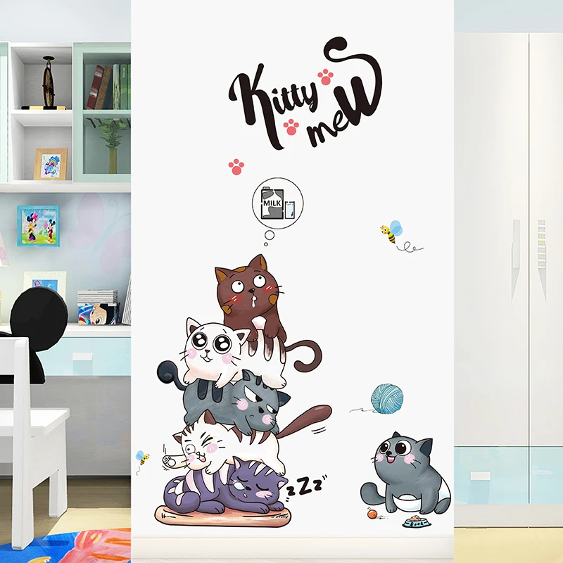 [SHIJUEHEZI] озорные коты наклейки на стену ПВХ материал DIY в виде животных для детской