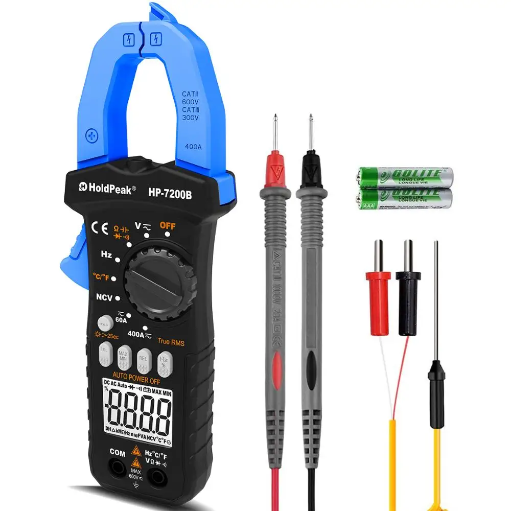 HoldPeak HP 7200B цифровой клещи переменного тока AC/DC Напряжение тестер сопротивления