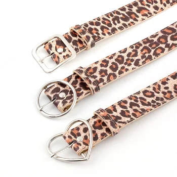 

2019 New Korean version Leopard PU belt combination lady casual wide belt fashion decorative jeans belt