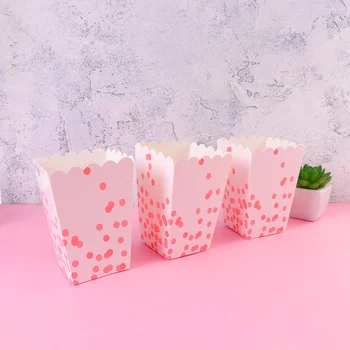 

24pcs Creative Popcorn Boxes Pink Polka Dot Printing Party Treat Box Snack Container Party Supplies for Birthday Wedding