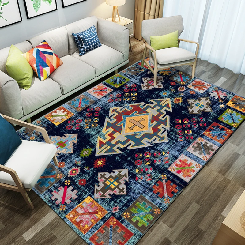 

Moroccan Art Carpet Living Room Persian Retro Bedroom Rug Sofa Coffee Table Floor Mat American Study Room Rugs And Carpets
