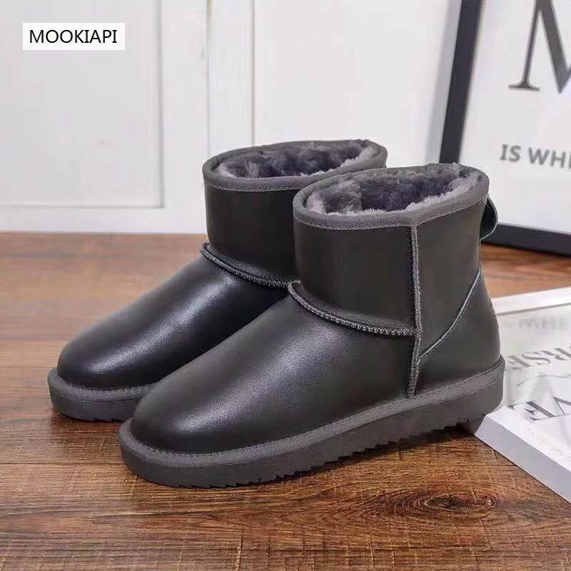 Новейшая Высококачественная Мужская обувь в Европе в году, натуральная овчина, Натуральная шерсть, зимние ботинки для коротких мужчин, три цвета
