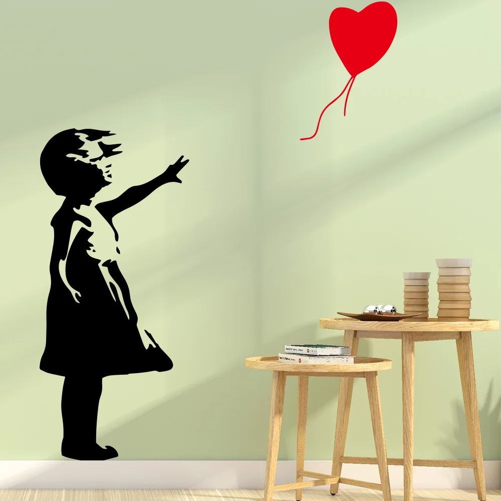 2 Confezione Banksy Bambina Rosso Palloncino Graffiti Luce Alimentatore Presa