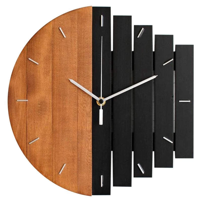 

Wooden Wall Clock Modern Design Vintage Rustic Shabby Clock Quiet Art Watch Home Decoration A