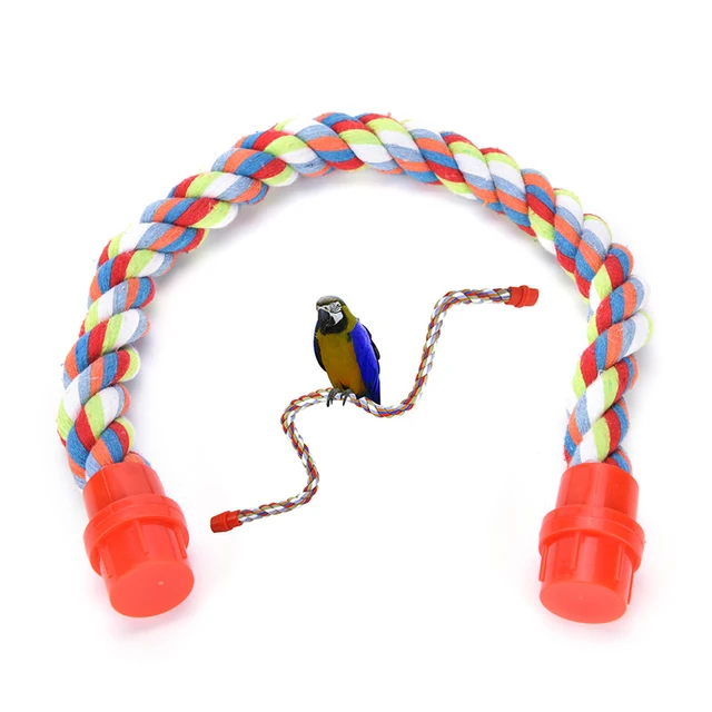 Pet Bird Parrot Rope Cockatiel Parakeet Conure Cage Standing Perch Chew Peck Toy