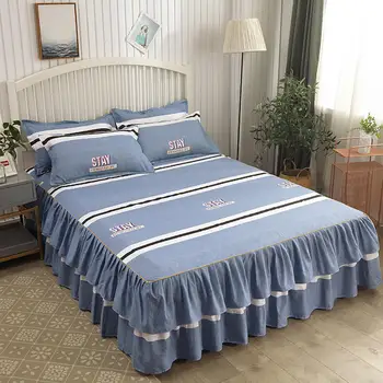 

3 Pcs Bed Set 1 Pcs Bedsheet + 2 Pcs Pillowcase Bed Skirt Mattress Cover King Queen Full Twin Size 120x200/200x220cm Bedspreads