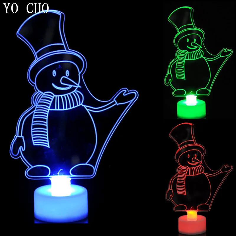 

YO CHO Arcylic LED Lights 7 Colors Santa Claus LED Light Pendant Christmas Tree Snowman Decorative Ornament Light for Christmas