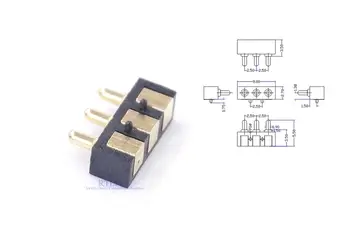 

20 Pcs SMT Pitch 2.5mm 3 PIN Spring Loaded Pogo pin connector Right Angle Surface Mount Height 5.5mm Strip one Row
