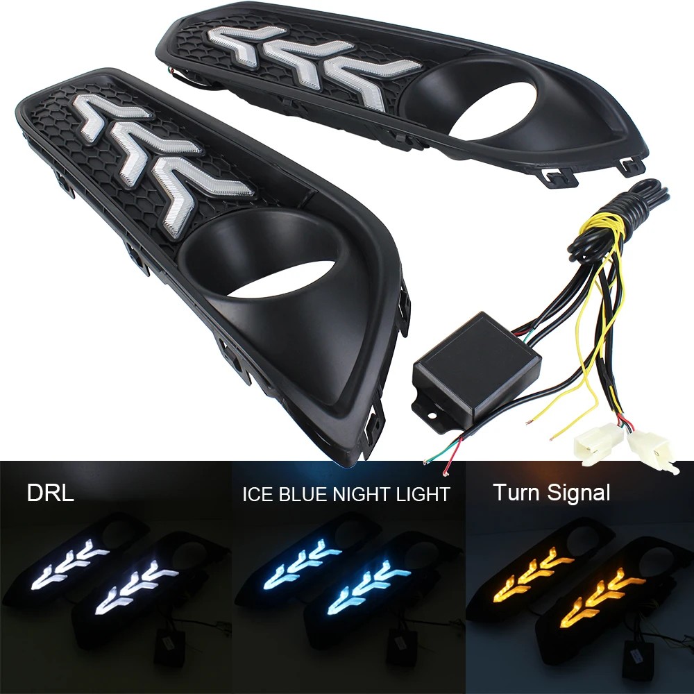 

2pcs Car LED Daytime Running Lights with Yellow Turn Signal Light Ice Cool Night Light For Honda CRV CR-V 2019 2015 2016 2017