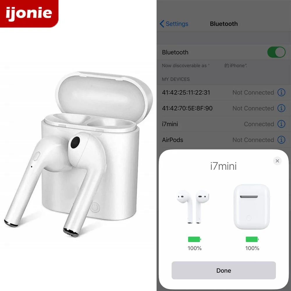 I7s mini I7S TWS Stereo Earbud Wireless Headphones Bluetooth Earphones In-ear Headsets With Microphone For Xiaomi Samsung Huawei