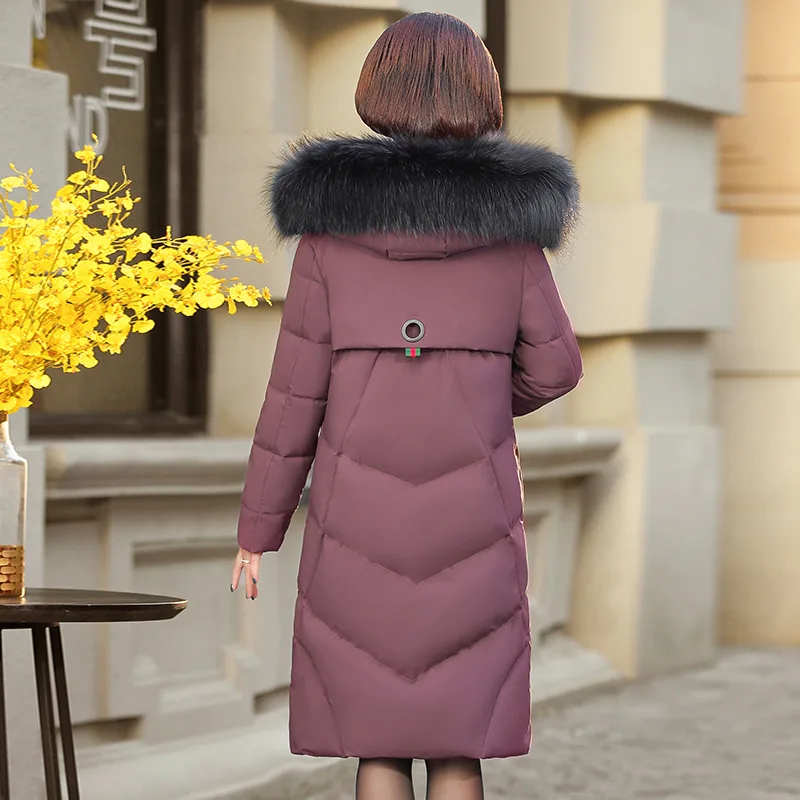 

2018 Autumn And Winter New Style Mom down Jacket Cotton-padded Clothes Mid-length Middle-aged Women Dress Cotton-padded Clothes