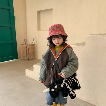 

Winter New Arrival Korean style two faces matching colors hooded thickened warm long coat for fashion baby girls and boys