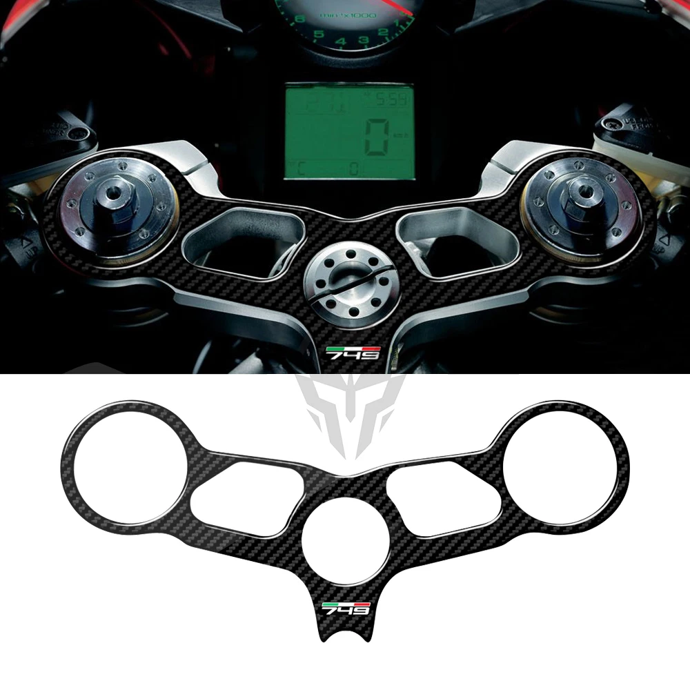 For Ducati 749 Models 3D Carbon-look Upper Triple Yoke Protector Tank Pad