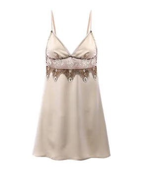 

2020 New Product: Retro High End Embroidery, Silk Smooth Imitation Silk Suspender, Sexy Nightdress