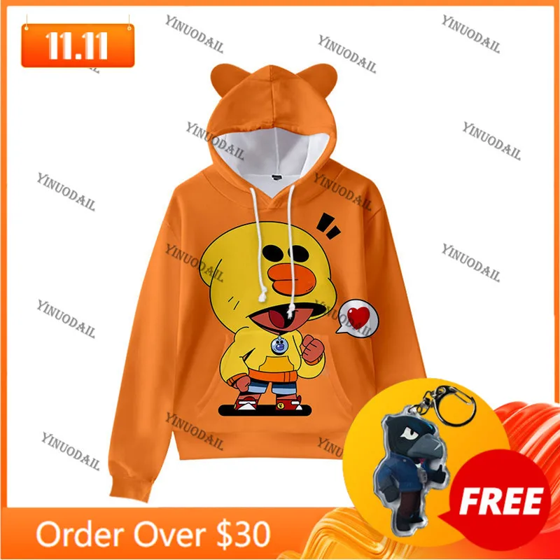 

Cartoon Sally Leon Cute Cat Ear Kids Hoodie Children's Wear Shooting Game 3d Swearshirt Boys Girls Browlings GENE Star Clothes