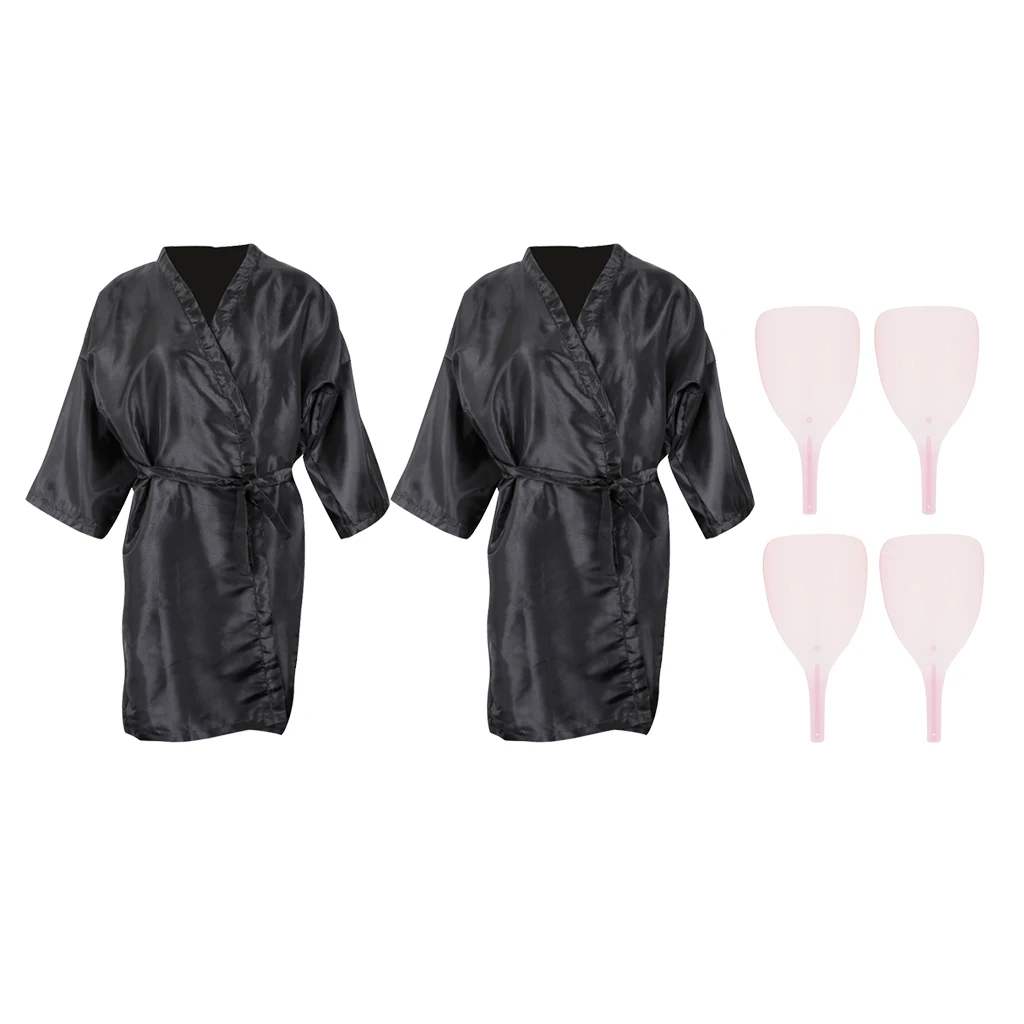 2x Non Stick Hair Cutting Capes Gowns Barber Gown Apron + Hairspray Masks