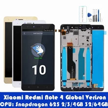 Для Xiaomi Redmi Note 4 Global 4 Гб 64 Гб рамка ЖК-дисплея Сенсорная панель Redmi note 4 Pro Snapdragon 625 ЖК-дигитайзер Запчасти