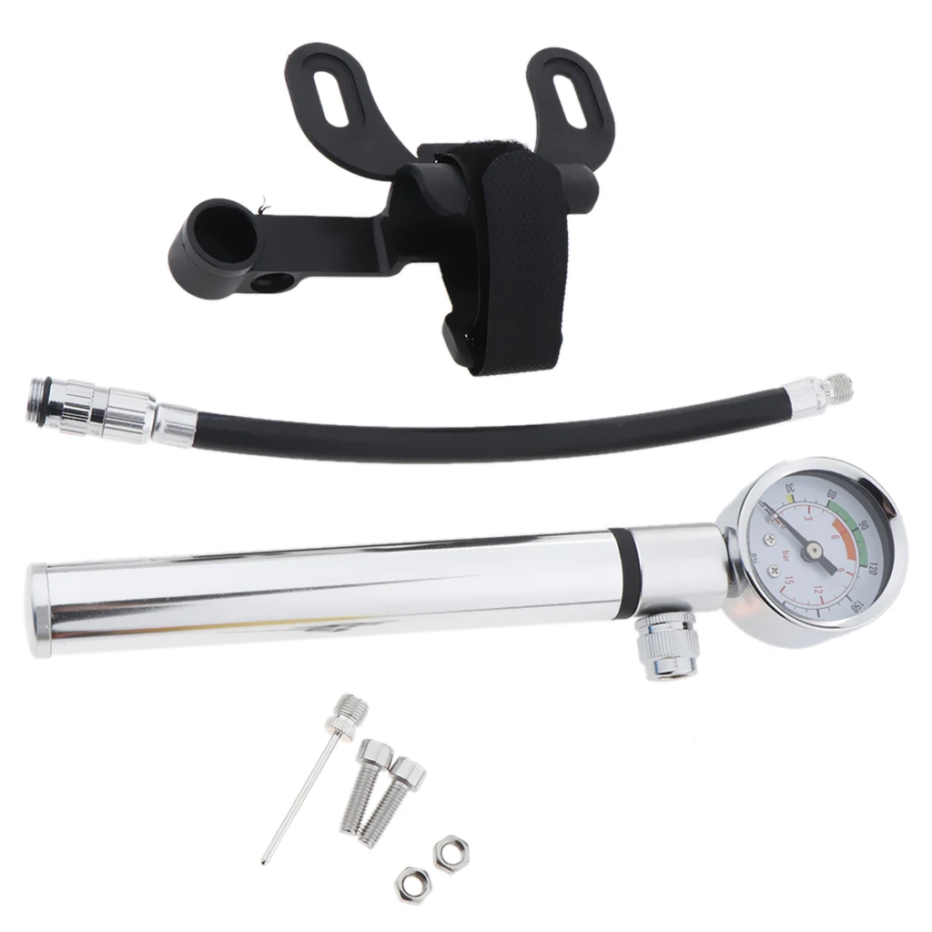 Portable Mini Bicycle Bike Air Pump With Pressure Gauge Hand Pump Tyre Tire Inflator