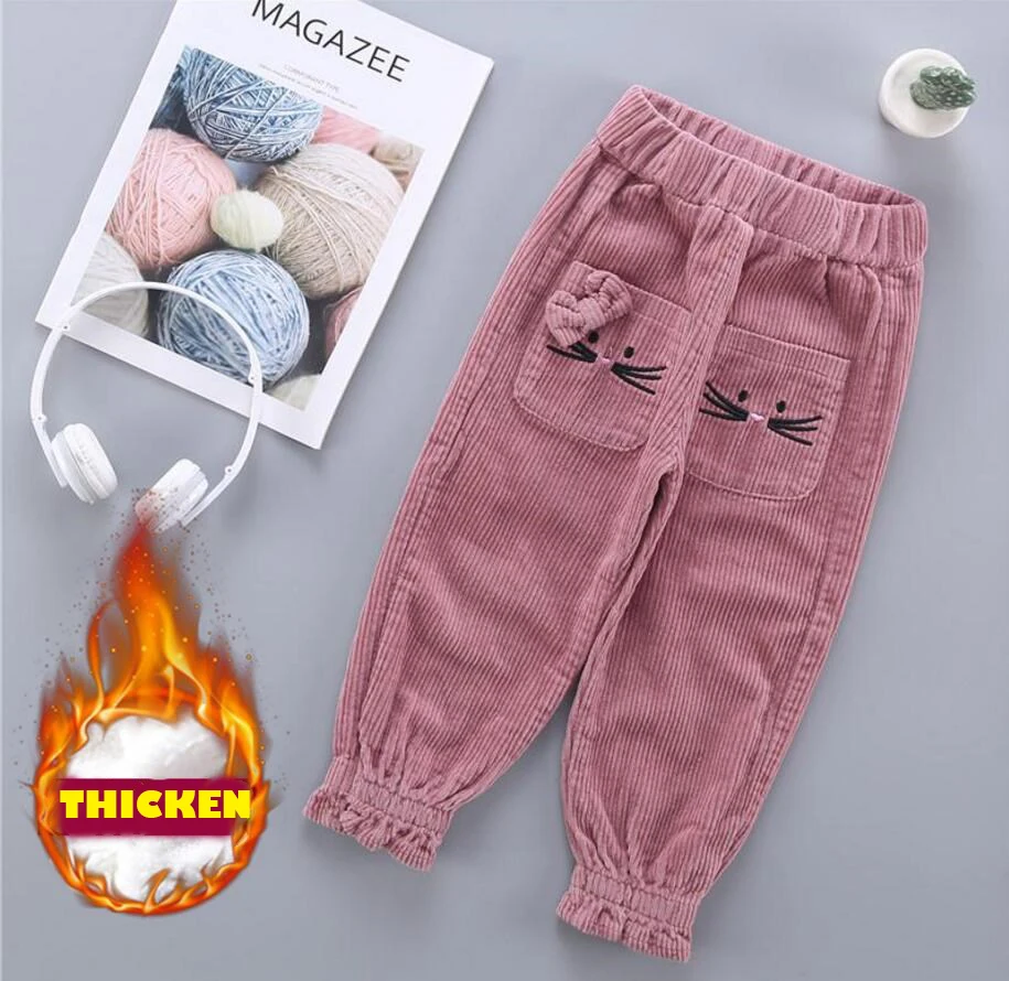 corduroy trousers Зимние леггинсы для маленьких девочек; утепленные бархатные флисовые теплые леггинсы; штаны для девочек; детские зимние штаны; брюки; детские штаны - Цвет: corduroy trousers