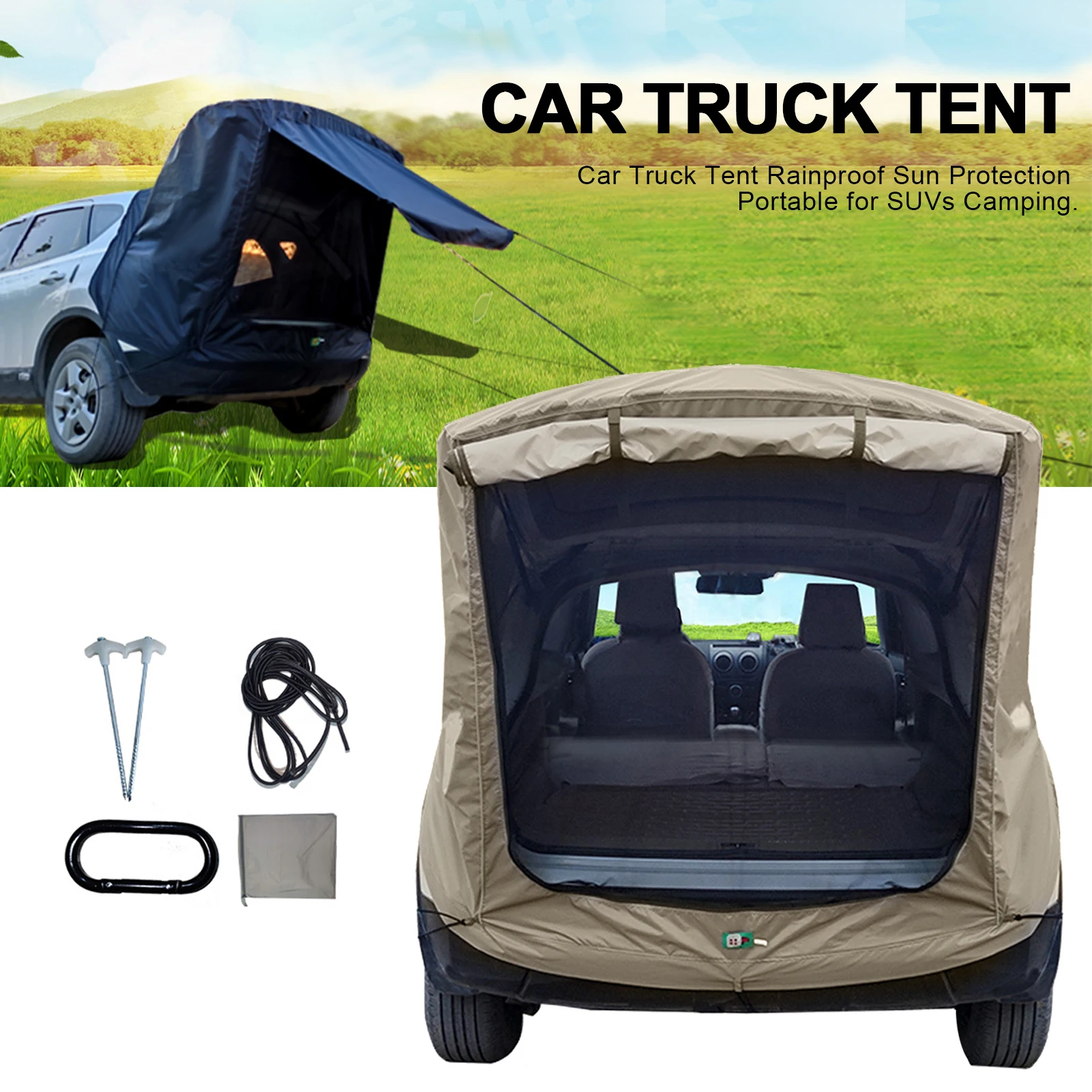 

Rainproof Truck Tent Sun Shelter SUV Tent Auto Canopy Portable Camper Trailer Tent Rooftop Car Awning Outdoor Camping 2021