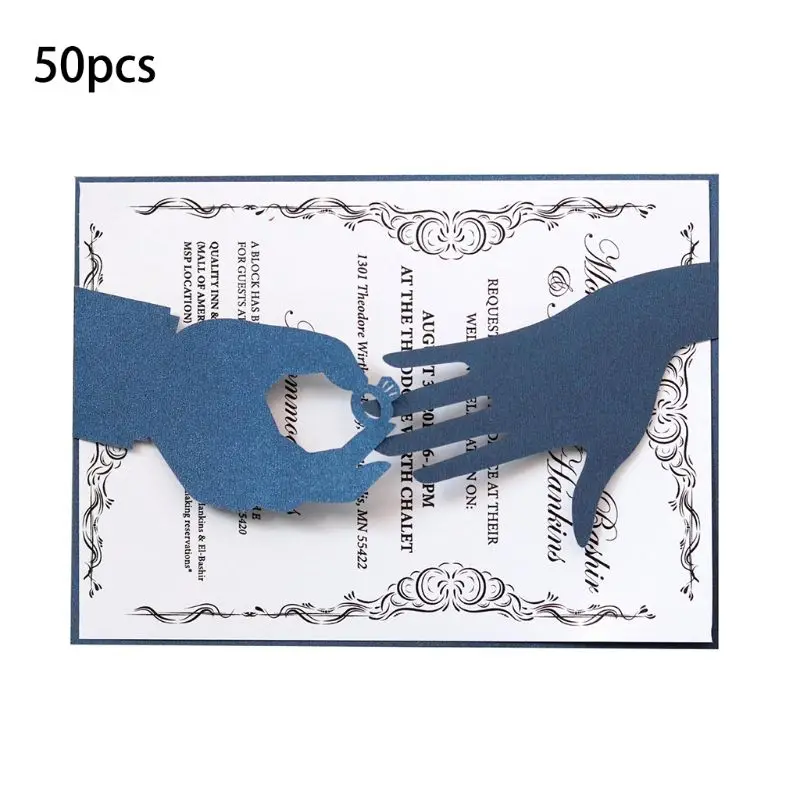  50pcs Wedding Invitation Cards Kits with Envelopes Laser Cut Birthday Greeting Card Wedding Decorat - 4.00036E+12