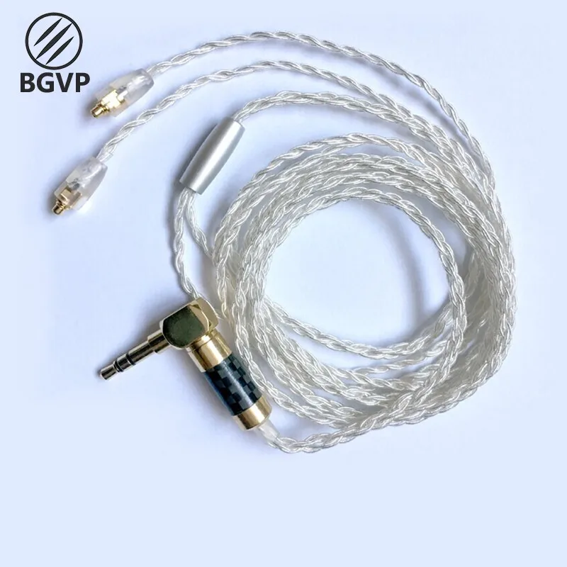 Fone de Ouvido Cabo com Microfone Bgvp Prata Chapeado Cabo Se535 846 Alta Frequência Atualizado 8 Strand Mmcx 5n Occ Dm5 - Image 3