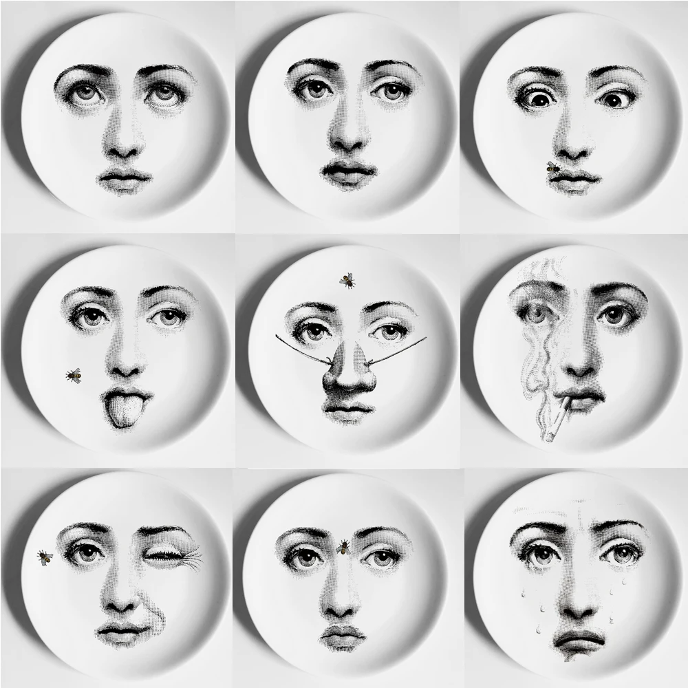" Fornasetti тарелки керамические настенные декоративные тарелки Креативный дизайн простые лицевые панели/отель/домашний фон деко