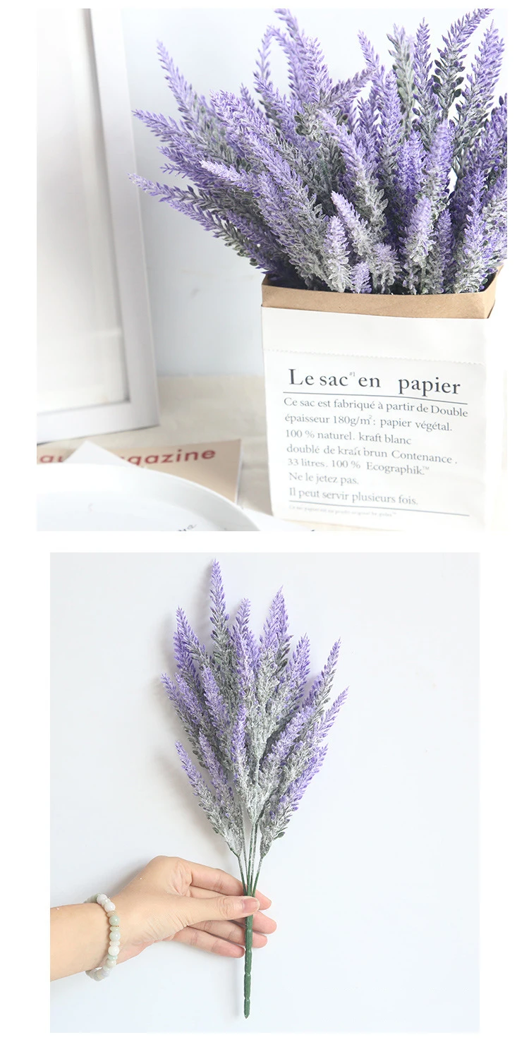JAROWN Artificial Lavender Fake Flower Wedding Romantic Provence Decoration Nordic Style Vase Mini Storage Kraft Paper Bag Home Decorative (14)