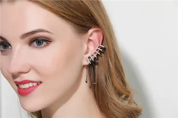 

Brand Real S925 Sterling Silver Bind Earrings For Women Long Hollow Red Black Colors Rope Earrings Trendy Jewelry